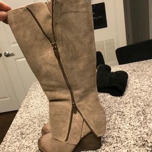 Tan suede riding style boots